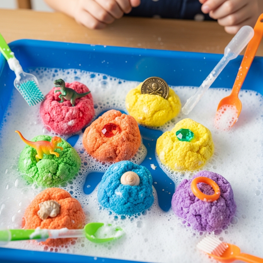 Baking soda treasure rocks – an easy homemade digging activity for kids