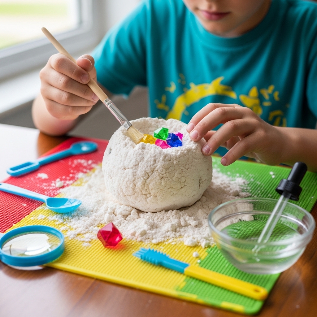 Baking soda treasure rocks – an easy homemade digging activity for kids