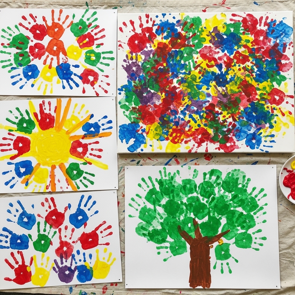 Colorful handprint art ideas for young children