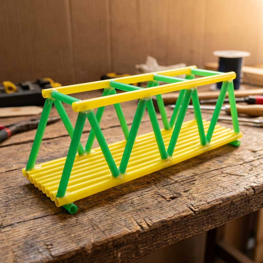 Building a bridge with plastic straws