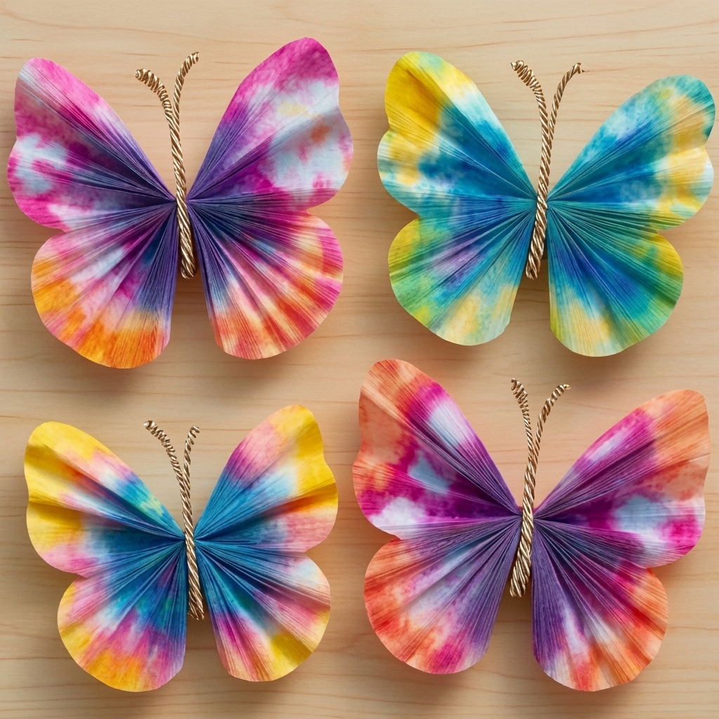 Create vibrant butterflies from coffee filters with the kids