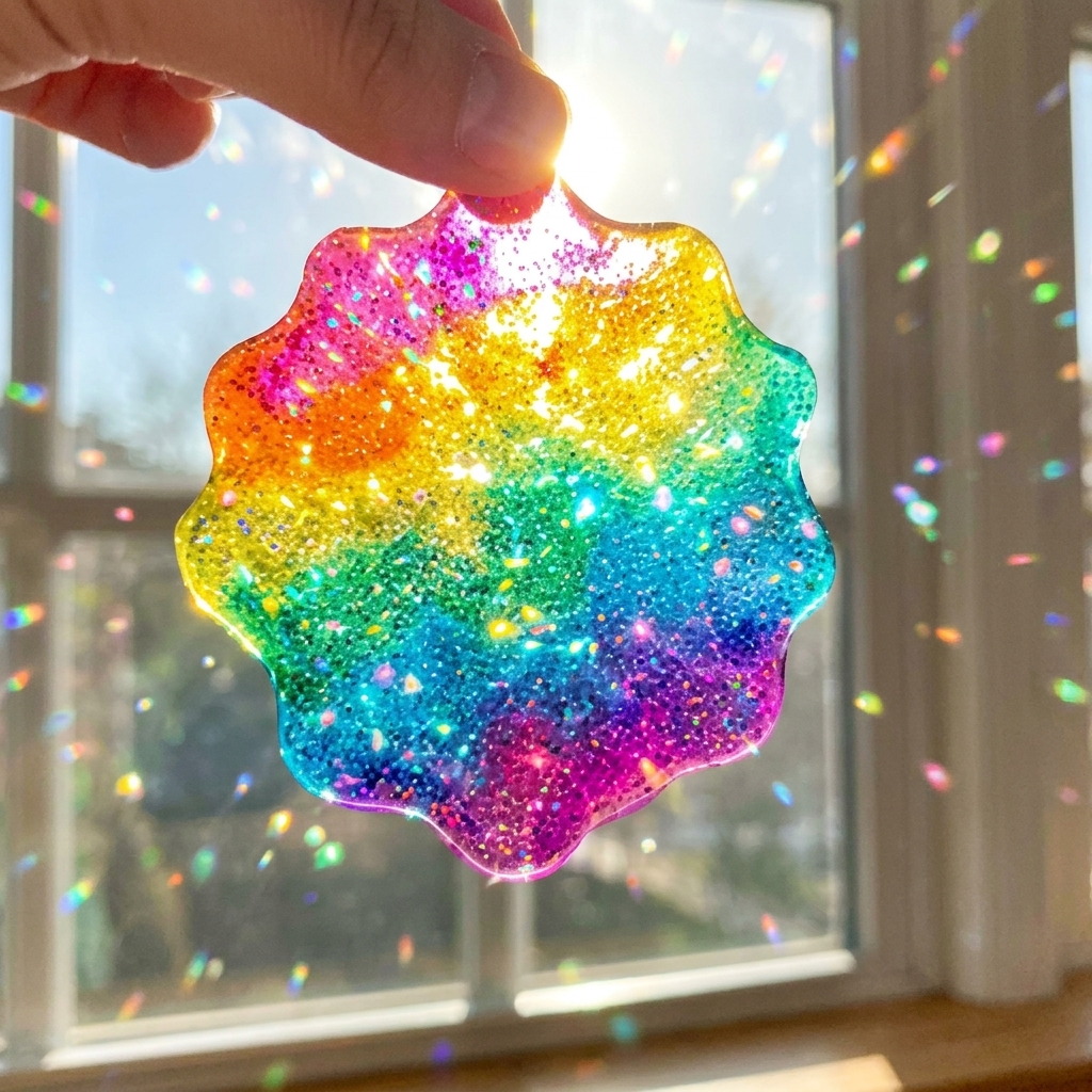 How to make rainbow sun pendants using clear glue at home