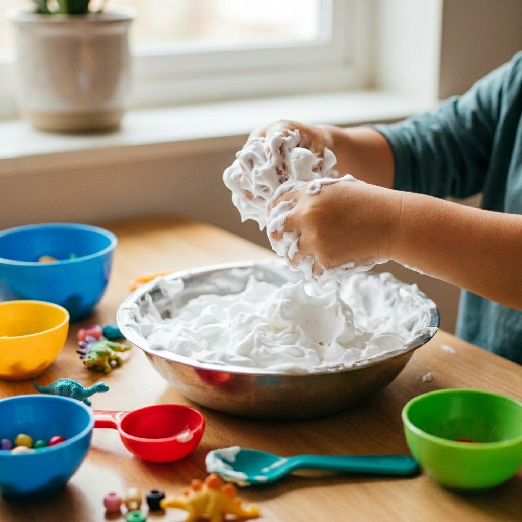 Super soft and flexible rainbow foam dough