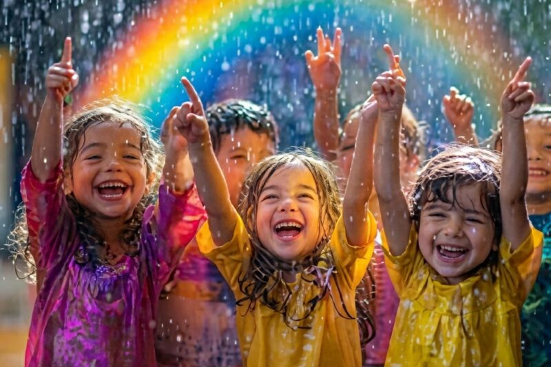 A rainbow in the water. Your child loves it.: How 7 Fun Trips Shine