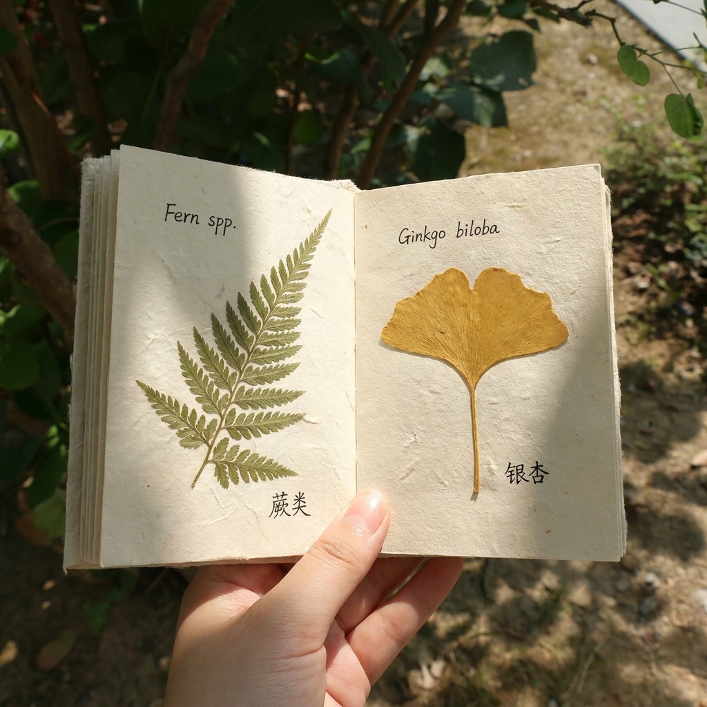 Collecting tree leaves and making a nature book