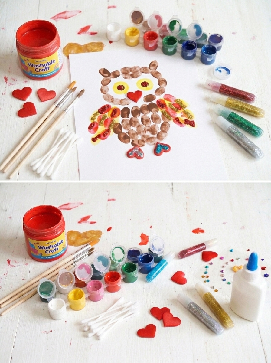 Create trees or animals using fingerprints and colors.