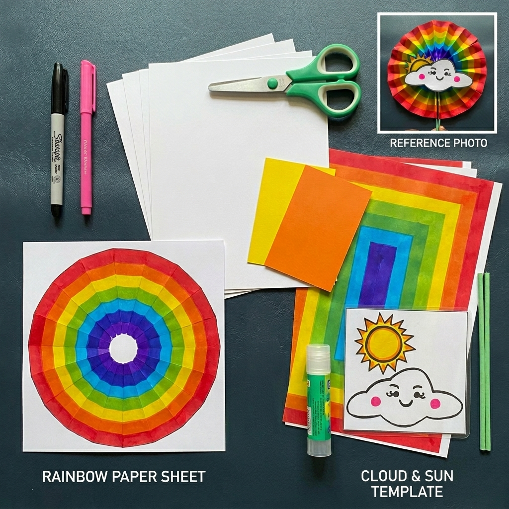 DIY Fun Paper Fan Rainbow Craft Activity