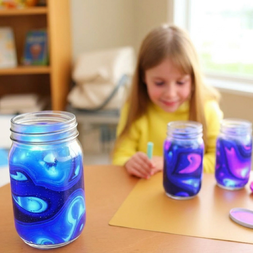 Designing a space galaxy inside a jar