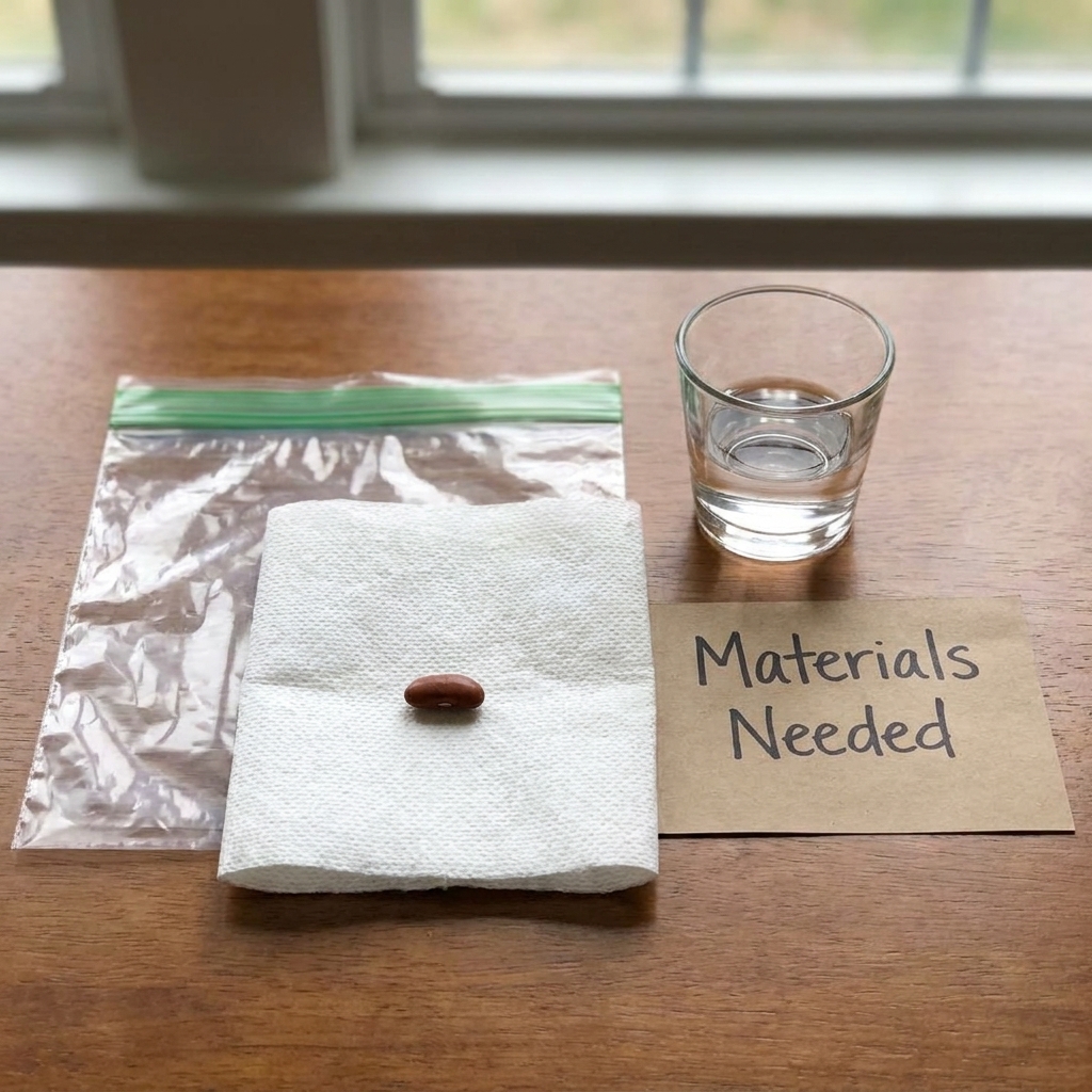 Experiment of sprouting beans inside a transparent bag