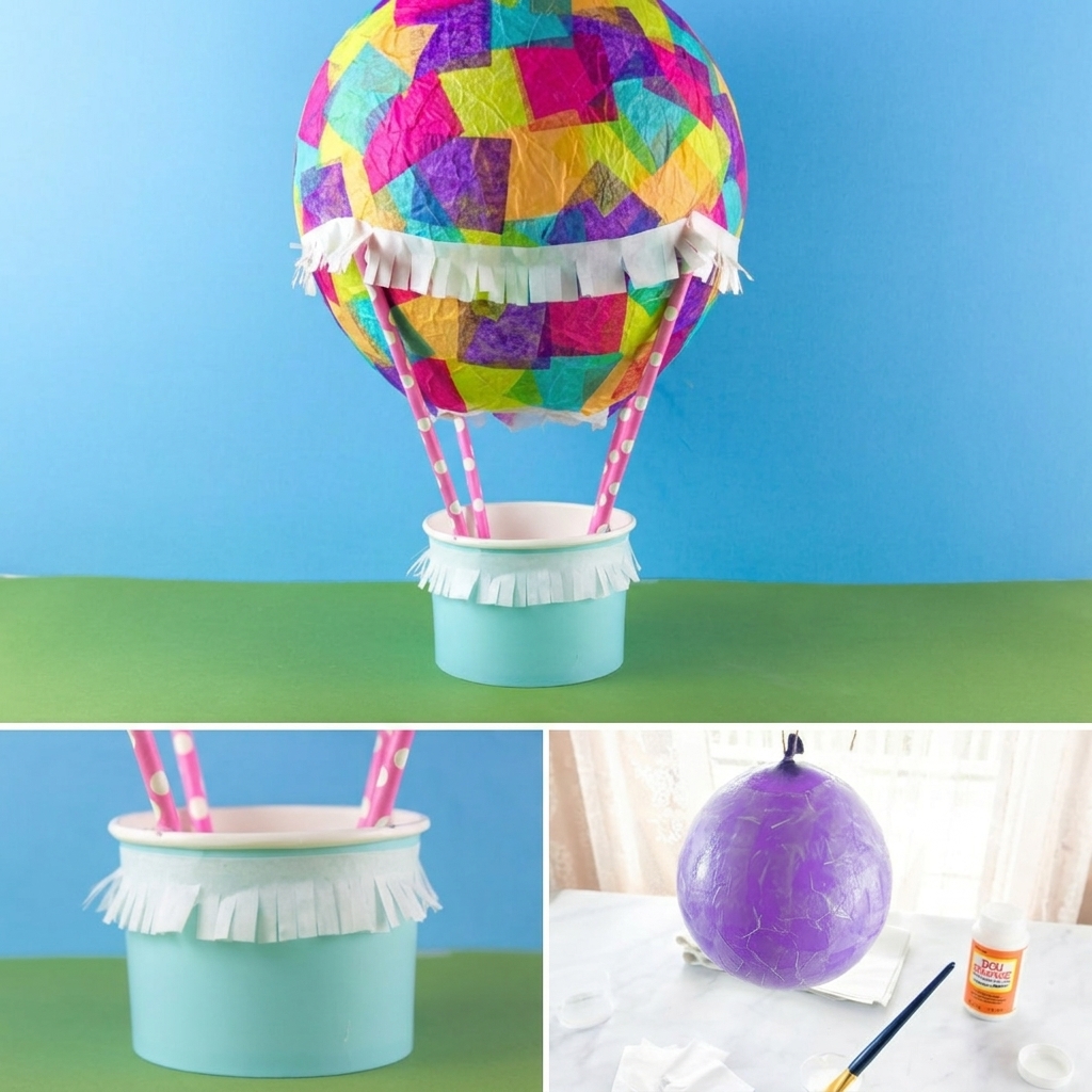 Let's make a hot air balloon out of tissue paper.