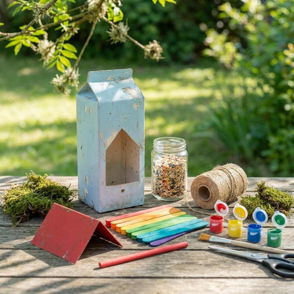Making bird feeders from recycled materials