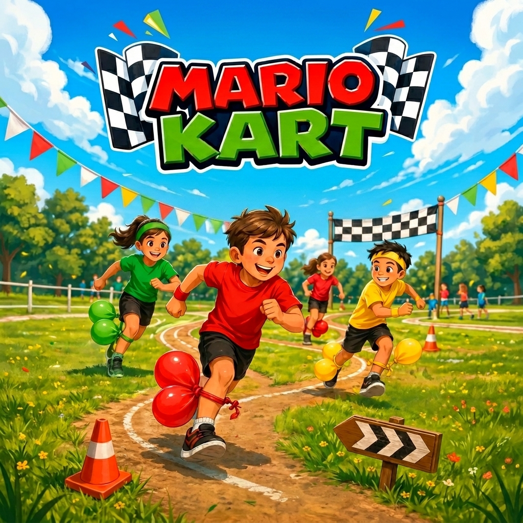 Mario Kart is a great outdoor game for kids.