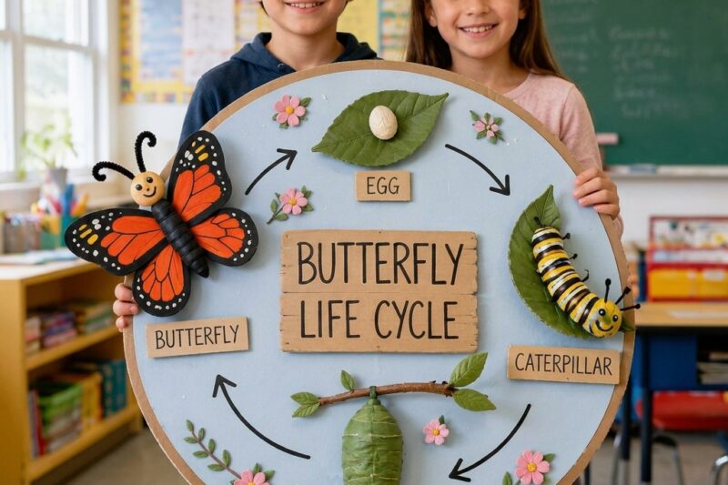 Observing the butterfly life cycle for children