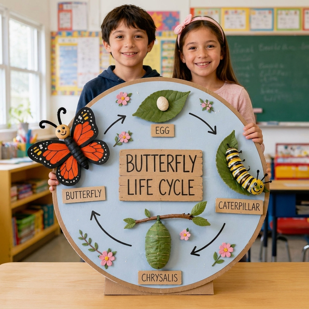 Observing the butterfly life cycle for children