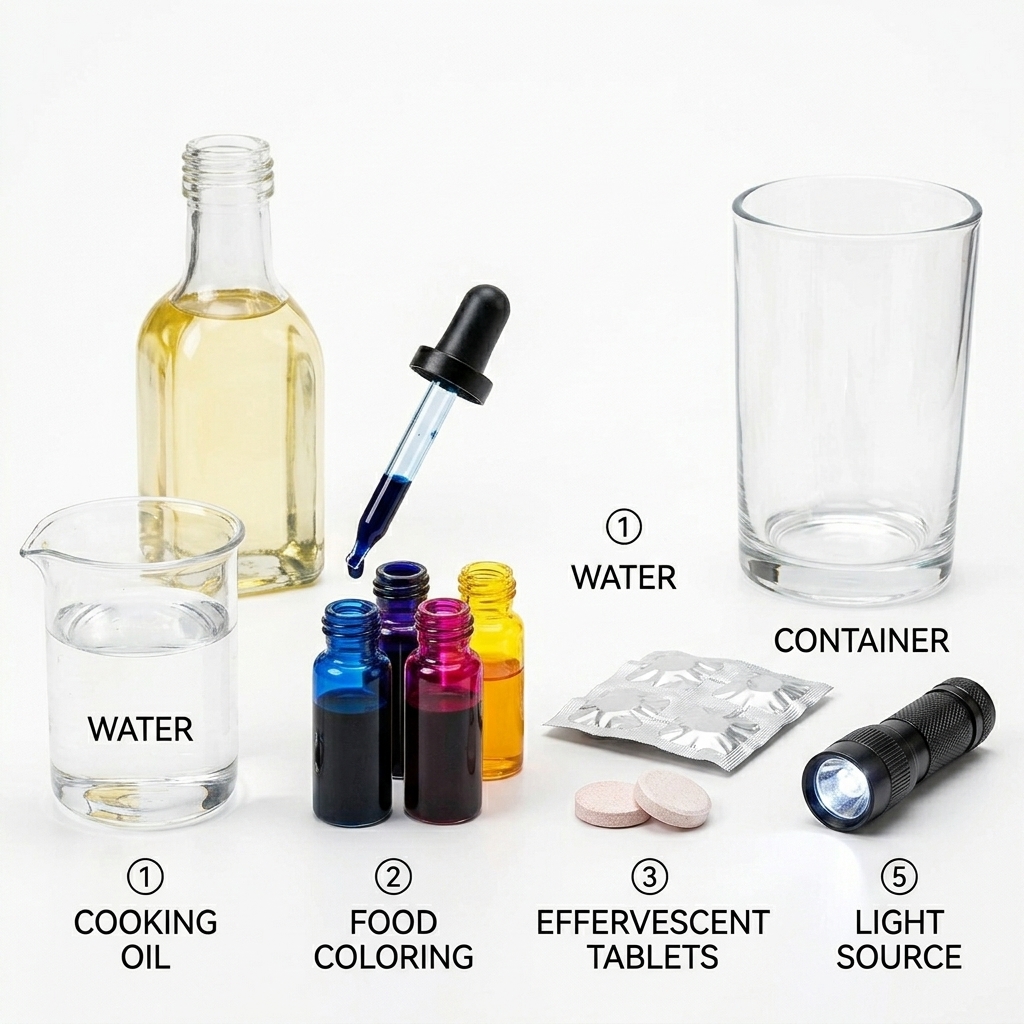 Oil and water experiment for children