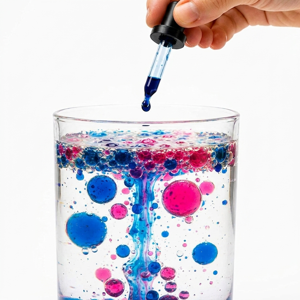 Oil and water experiment for children
