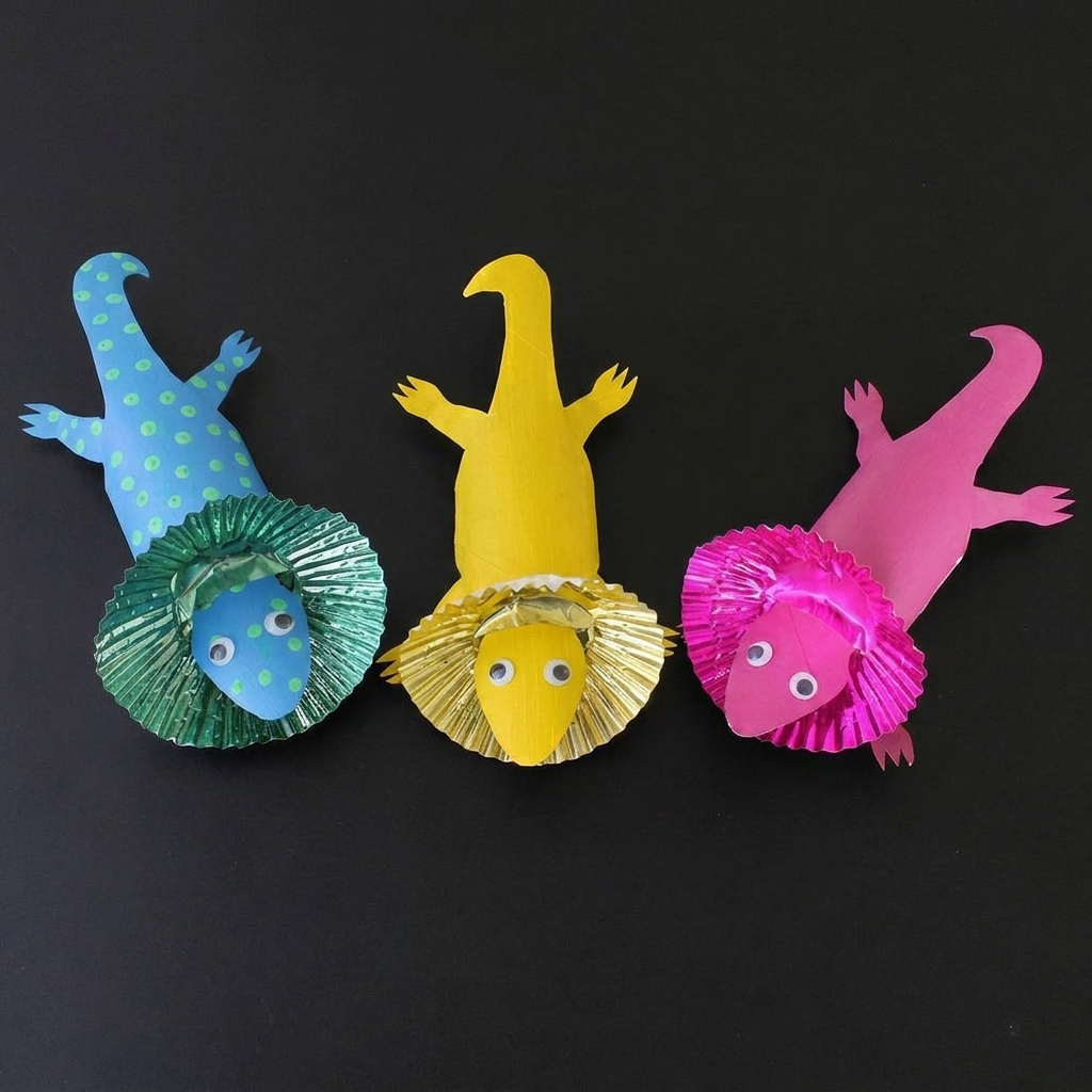 Ruffled neck lizard craft, craft train