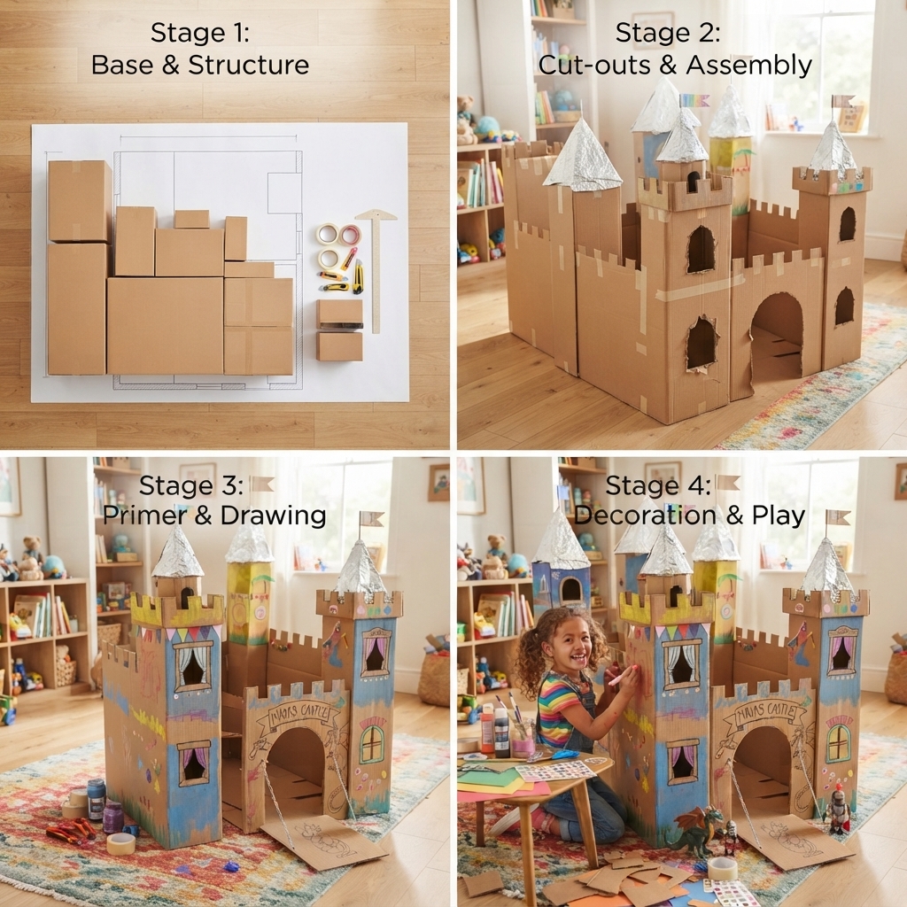 A cardboard castle