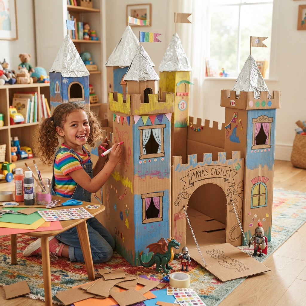 A cardboard castle