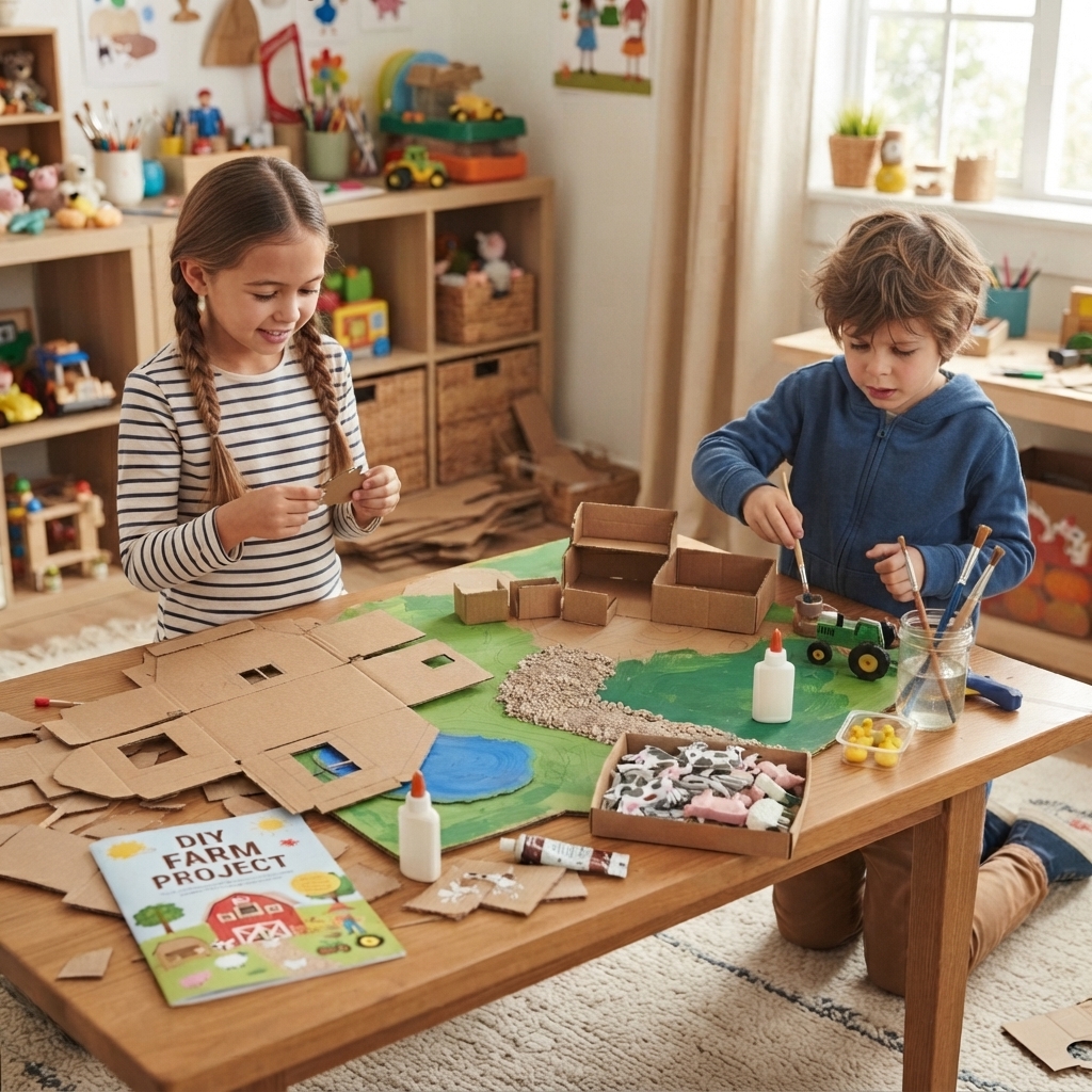 A cardboard farm