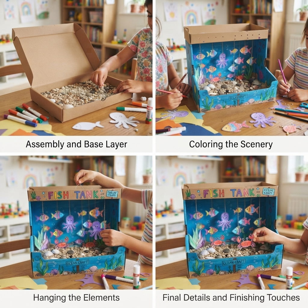 A cardboard fish tank