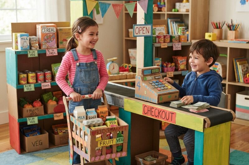 Cardboard Supermarket: A Fun Pretend Play Craft for Kids