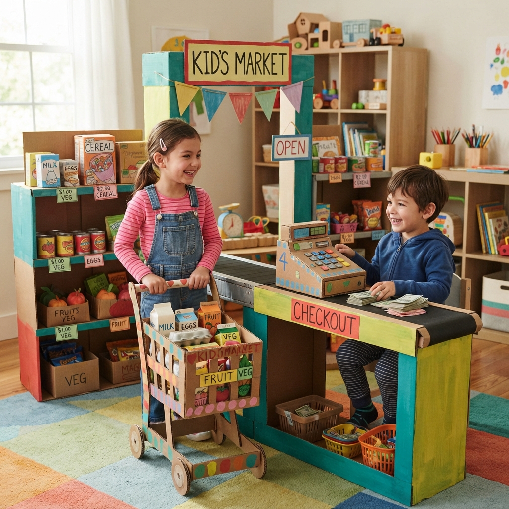 A cardboard supermarket