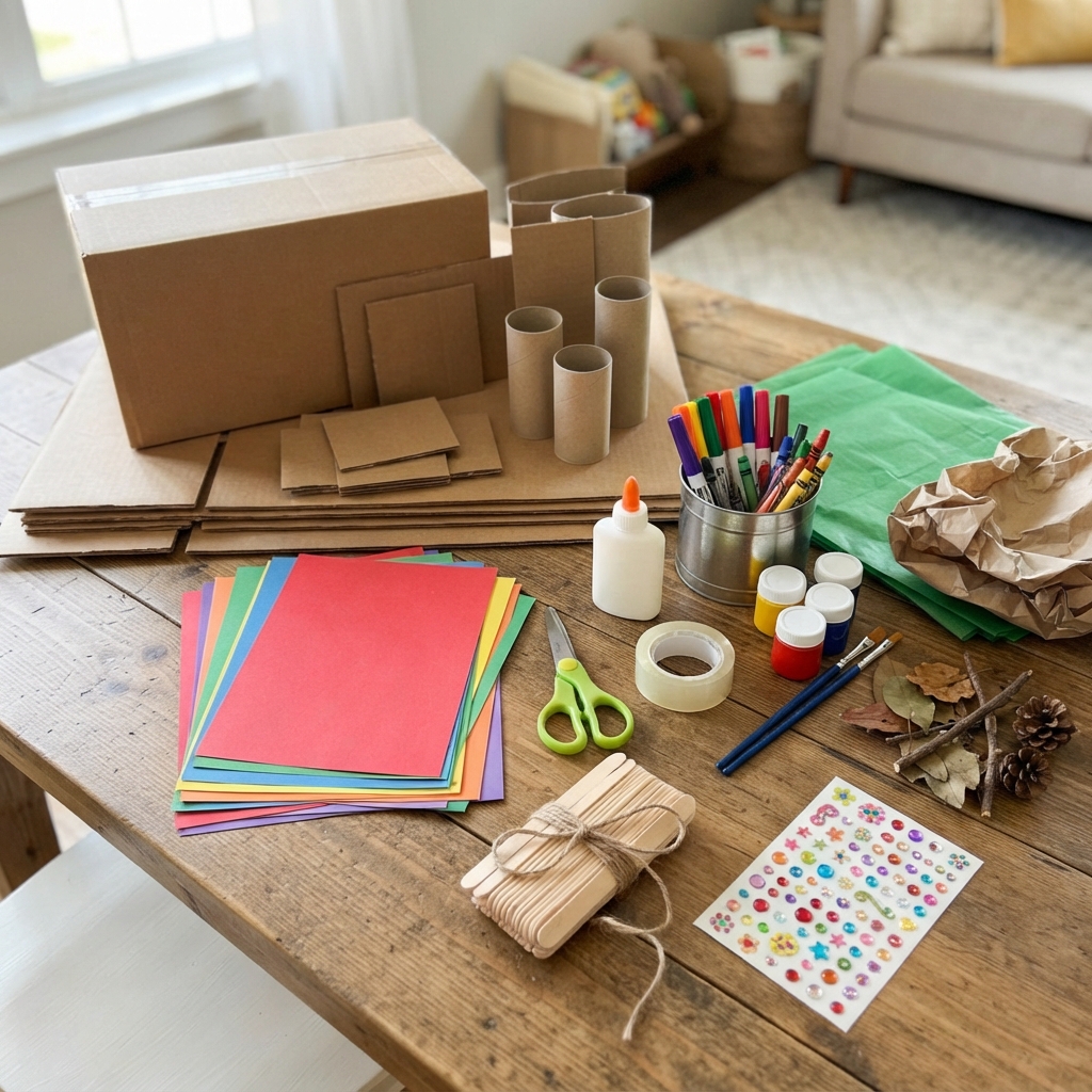 A cardboard tree house