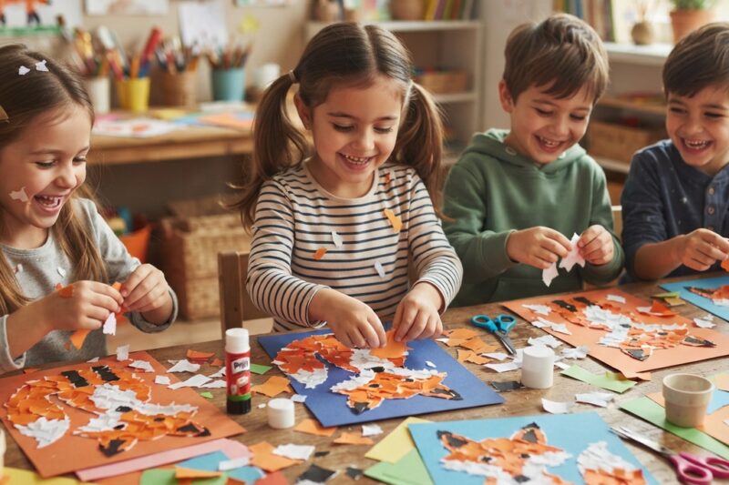 Making a Fox Out of Torn Paper for Children