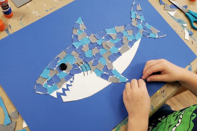 Making a Shark Out of Torn Paper for Children