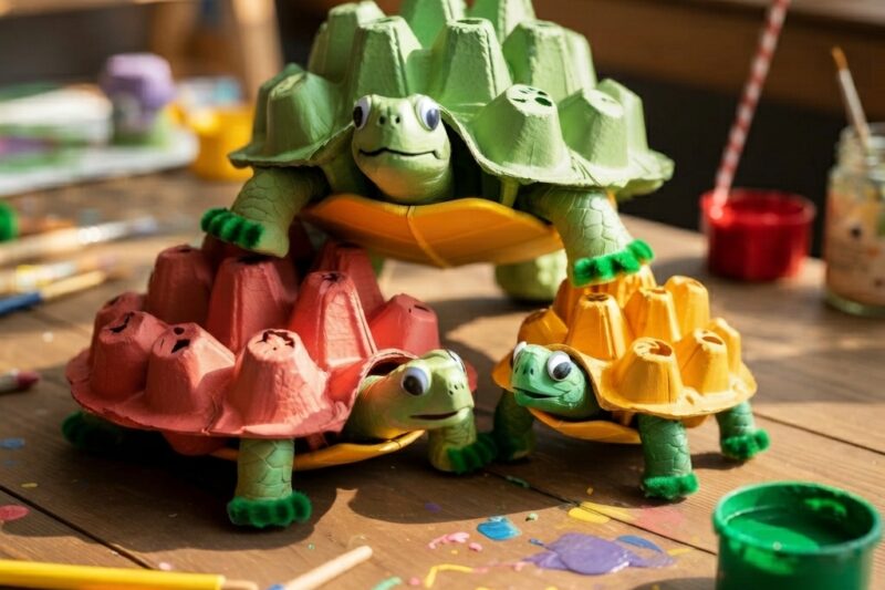 Turtles in an Egg Carton: A Creative School Project for Children