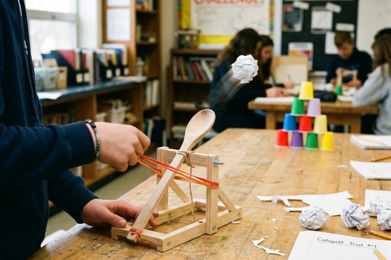 School Project: Making a Small Catapult and Launching Paper Balls