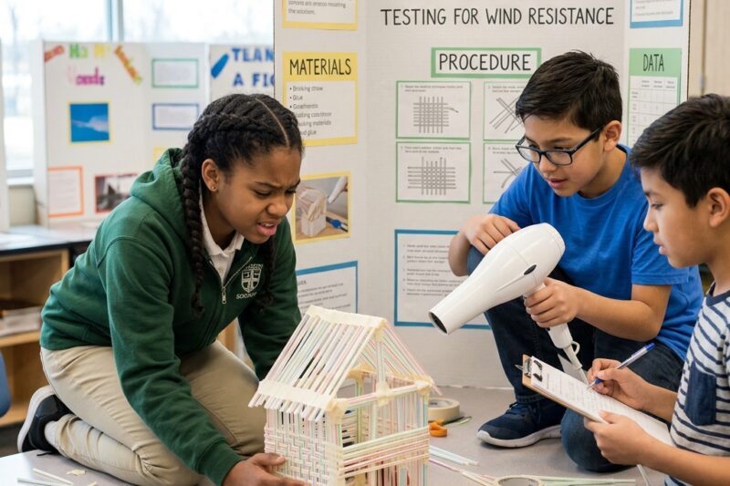 School Projects: The Challenge of Building a Wind-Resistant House Using Straws