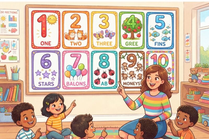 Teaching Numbers 1 to 10 with Colorful Illustrations: A Fun Learning Adventure Kids Will Love