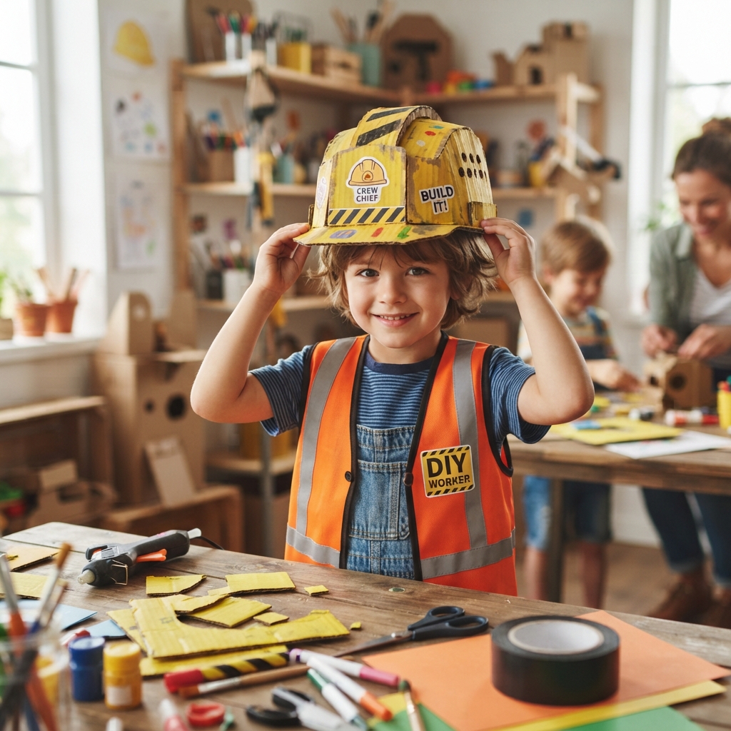 cardboard construction worker's helmet.