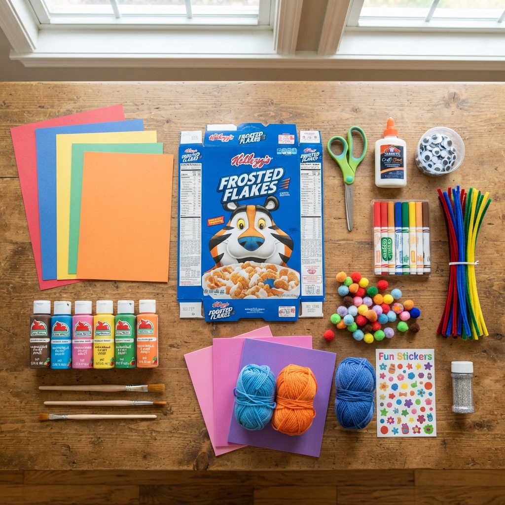 cereal box into a colorful, silly monster