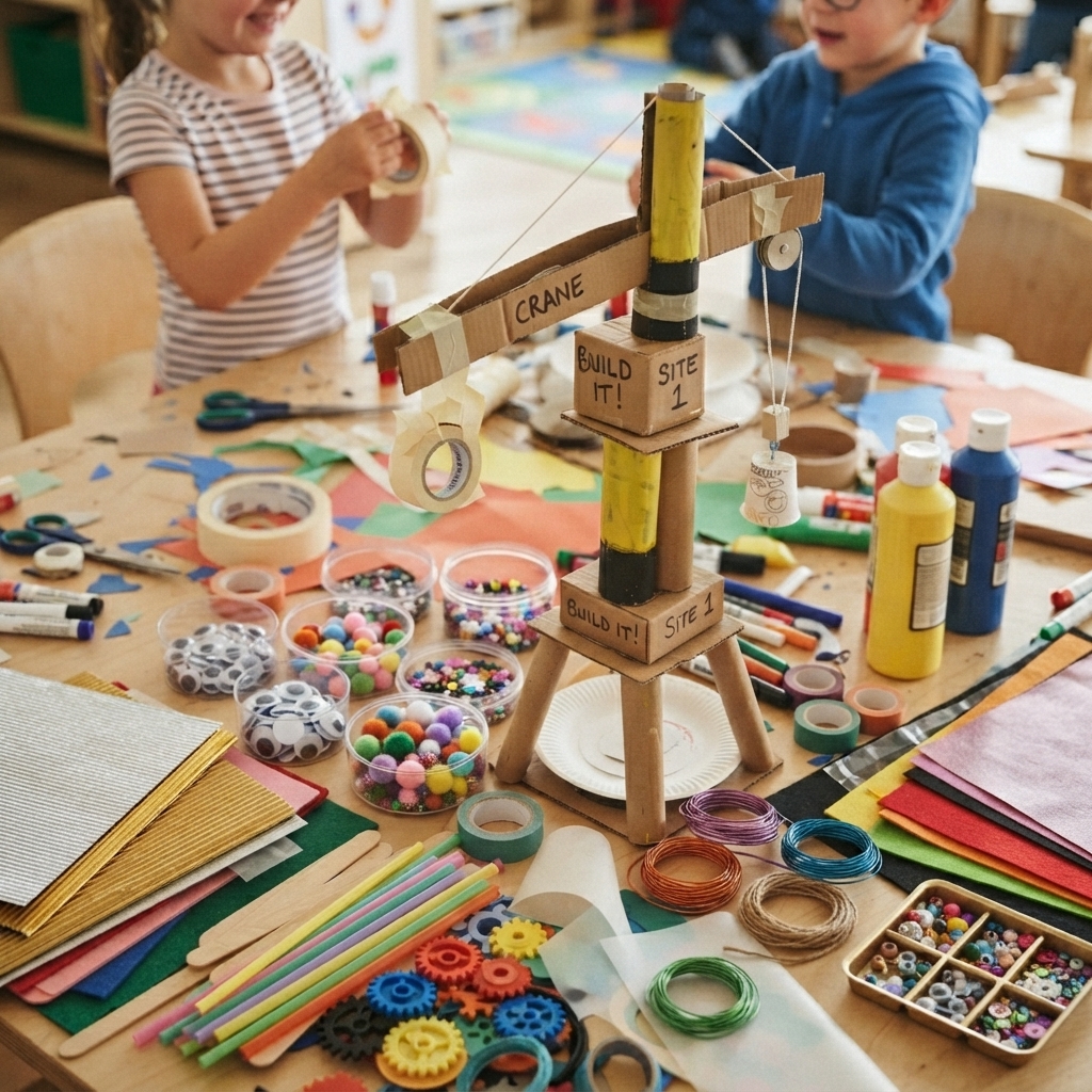 paper and cardboard construction crane project!