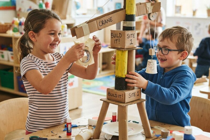 Paper and Cardboard Construction Crane Project for Kids
