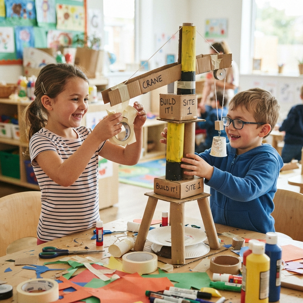 paper and cardboard construction crane project