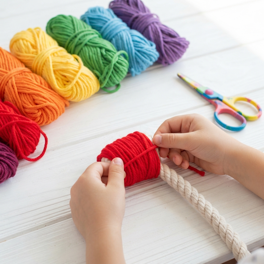 rainbow out of yarn
