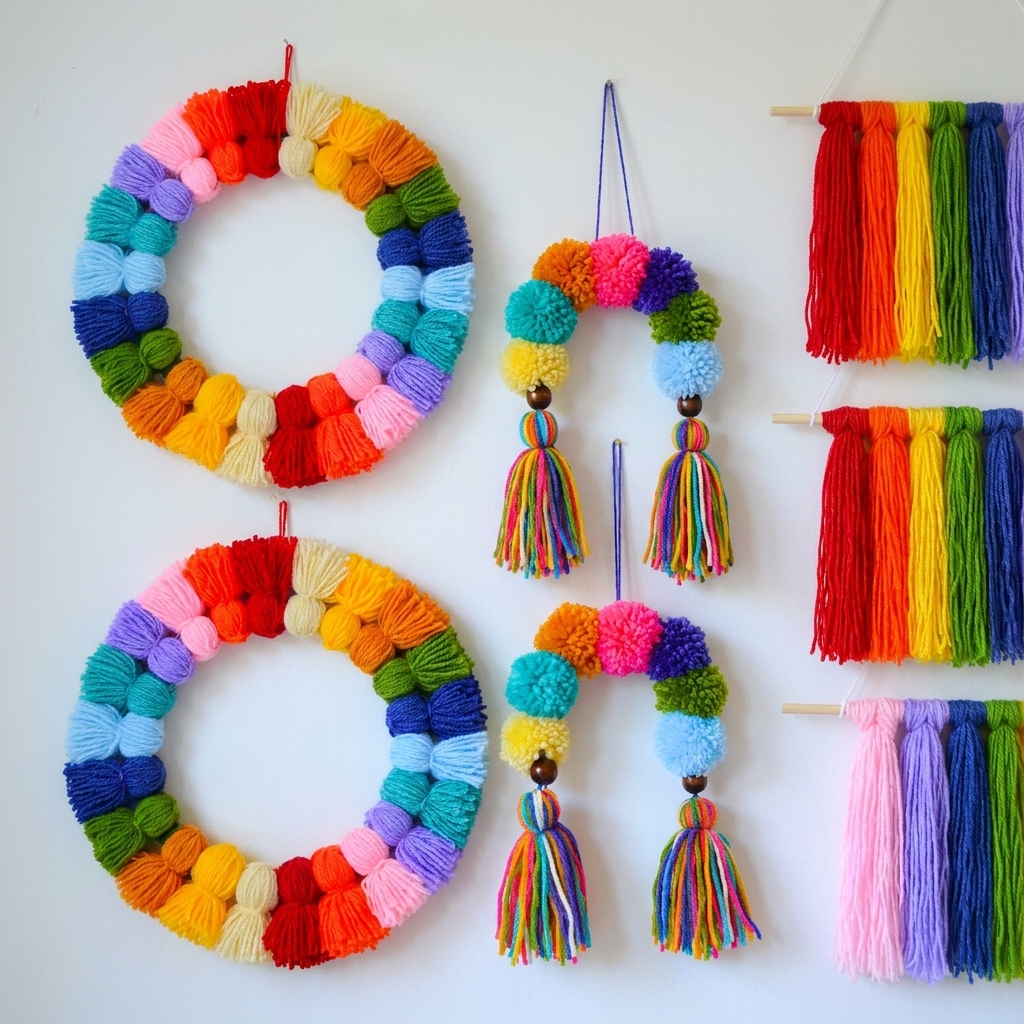 rainbow out of yarn