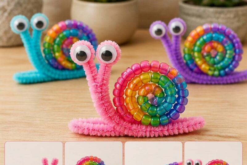 Colorful Rainbow Snail Pipe Cleaner Craft: A Fun DIY Project Kids Will Love