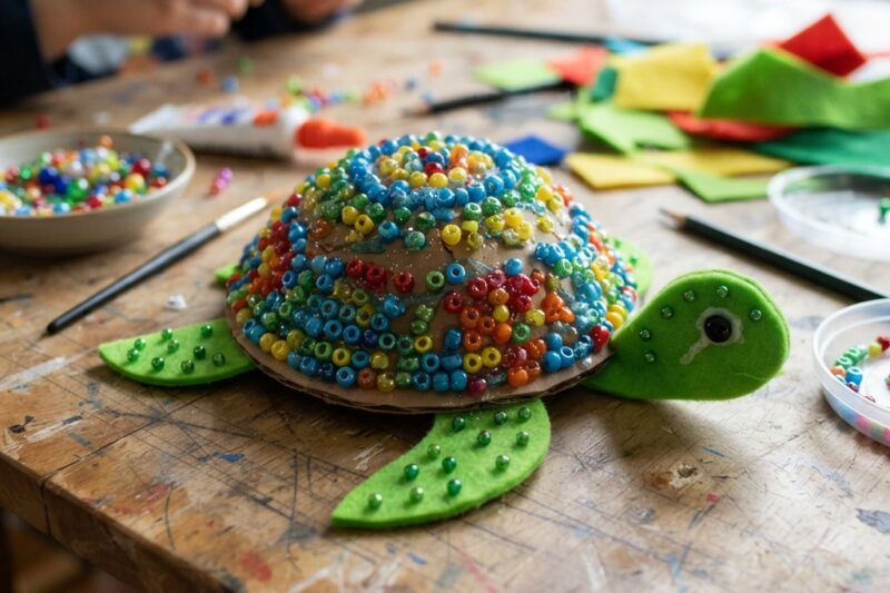 Children’s Craft Project: A Sea Turtle Decorated with Beads