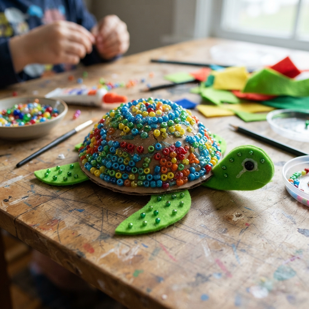 sea turtle decorated with beads