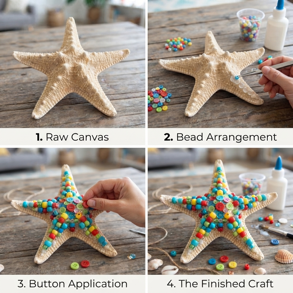 starfish decorated with beads.