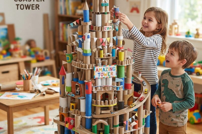Tower Construction Project Using Paper Rolls for Kids