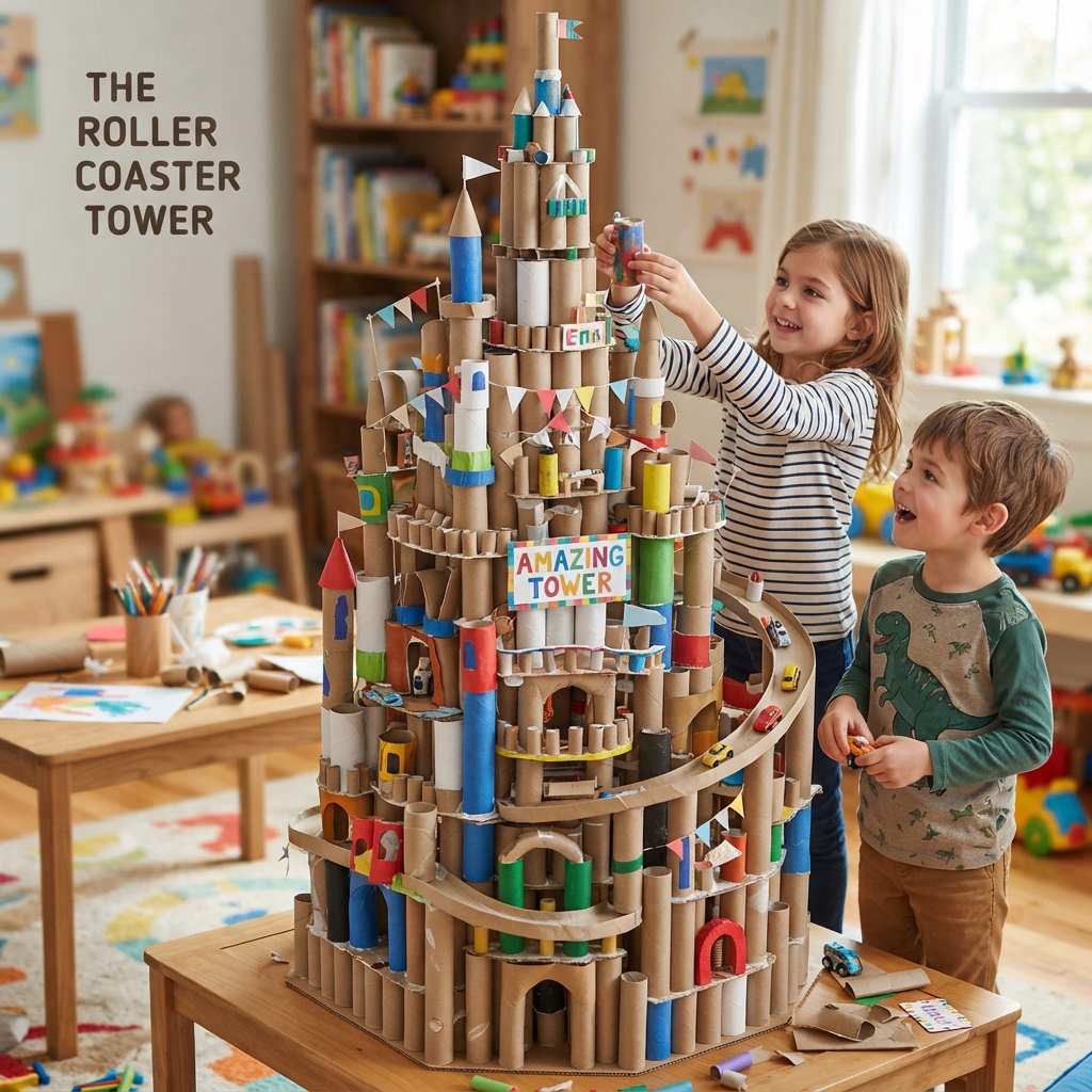 tower construction project using paper rolls