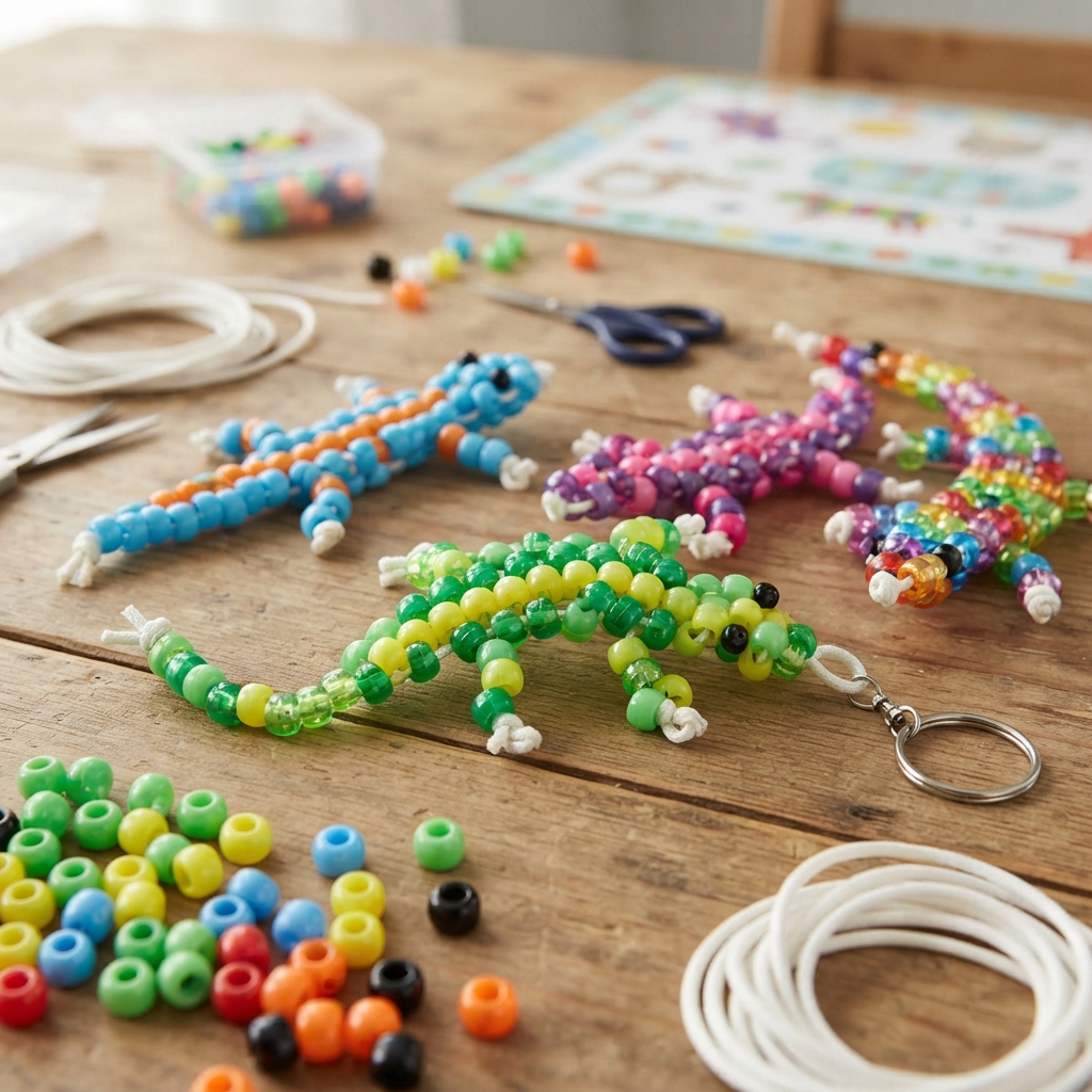 A Lizard Made from Pony Beads for Children