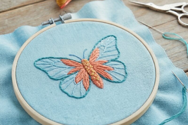 How to Embroider a Butterfly on a Piece of Fabric