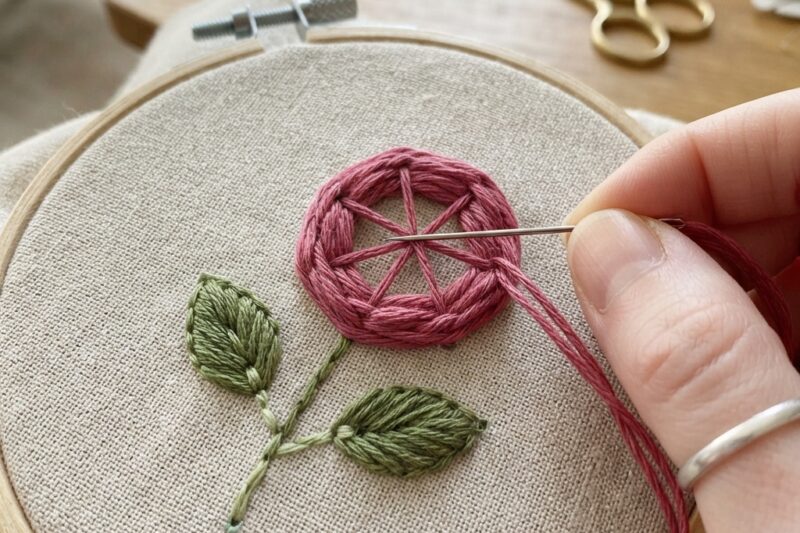 How to Embroider a Simple Rose With Stitches